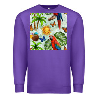 Purple parrot in the sun seamless pattern Premium Sweatshirt - BundleAndBundleShop