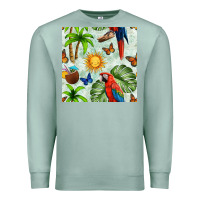 Seafoam parrot in the sun seamless pattern Premium Sweatshirt - BundleAndBundleShop