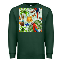 Sports Green parrot in the sun seamless pattern Premium Sweatshirt - BundleAndBundleShop