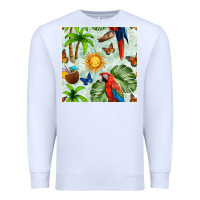 White parrot in the sun seamless pattern Premium Sweatshirt - BundleAndBundleShop