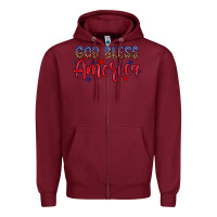 Burgundy God bless America Zipper Hoodie - Neo Western