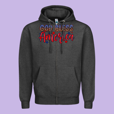 God Bless America Zipper Hoodie Designed By Neo Western