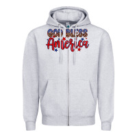 Heather Grey God bless America Zipper Hoodie - Neo Western