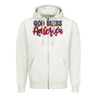 Oatmeal Heather God bless America Zipper Hoodie - Neo Western