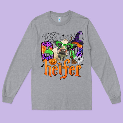 Boo Heifer Long Sleeve Tee Designed By Zillion Design Studio