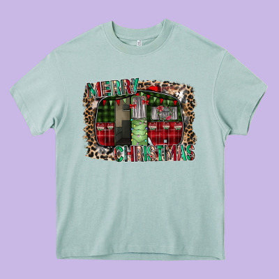 Merry Christmas Caravan Heavy Core Tee Designed By Cowhidedigitalart