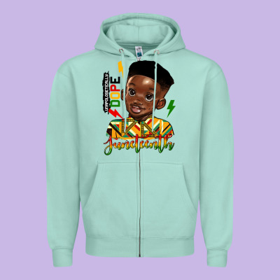 Juneteenth Black Boy Zipper Hoodie Designed By Hra Design Shop