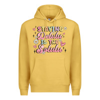 Antique Gold staying delulu is the solulu Premium Hoodie - MaliasSmallBusiness