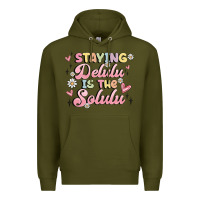 Army Green staying delulu is the solulu Premium Hoodie - MaliasSmallBusiness