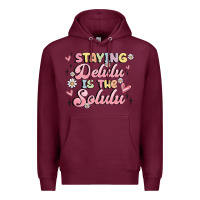 Burgundy staying delulu is the solulu Premium Hoodie - MaliasSmallBusiness