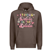Coffee staying delulu is the solulu Premium Hoodie - MaliasSmallBusiness