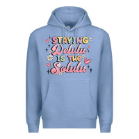 Colony Blue staying delulu is the solulu Premium Hoodie - MaliasSmallBusiness