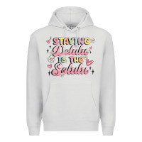 Dove Grey staying delulu is the solulu Premium Hoodie - MaliasSmallBusiness