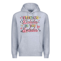 Heather Grey staying delulu is the solulu Premium Hoodie - MaliasSmallBusiness