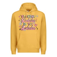 Mustard staying delulu is the solulu Premium Hoodie - MaliasSmallBusiness