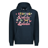 Navy staying delulu is the solulu Premium Hoodie - MaliasSmallBusiness
