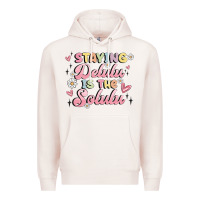 Pale Pink staying delulu is the solulu Premium Hoodie - MaliasSmallBusiness