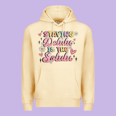 Staying Delulu Is The Solulu Premium Hoodie Designed By Maliassmallbusiness