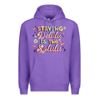 Purple staying delulu is the solulu Premium Hoodie - MaliasSmallBusiness