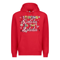 Red staying delulu is the solulu Premium Hoodie - MaliasSmallBusiness
