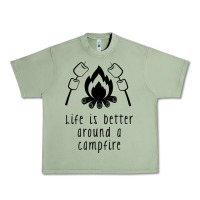 Oil Green life is better around a campfire Urban Heavy Tee - Unal Design
