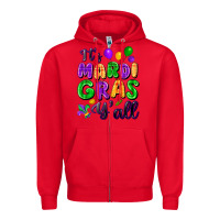 Red it's mardi gras y'all Zipper Hoodie - FaDigitalArtStudio