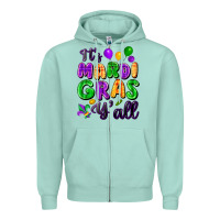 Seafoam it's mardi gras y'all Zipper Hoodie - FaDigitalArtStudio