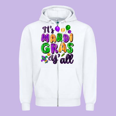 It's Mardi Gras Y'all Zipper Hoodie Designed By Fadigitalartstudio