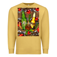 Antique Gold beer bottles with wheat and barley Premium Sweatshirt - AdoDesignShop