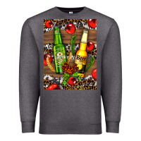 Charcoal Heather beer bottles with wheat and barley Premium Sweatshirt - AdoDesignShop