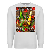 Dove Grey beer bottles with wheat and barley Premium Sweatshirt - AdoDesignShop