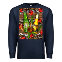 Navy beer bottles with wheat and barley Premium Sweatshirt - AdoDesignShop