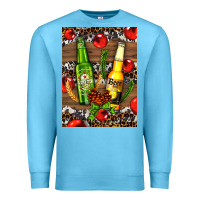 Ocean Blue beer bottles with wheat and barley Premium Sweatshirt - AdoDesignShop