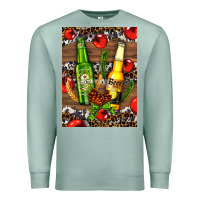 Seafoam beer bottles with wheat and barley Premium Sweatshirt - AdoDesignShop