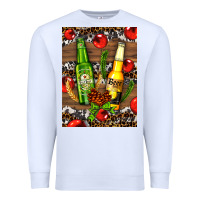 White beer bottles with wheat and barley Premium Sweatshirt - AdoDesignShop