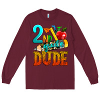 Burgundy 2nd grade dude Long Sleeve Tee - texasbilliewilder