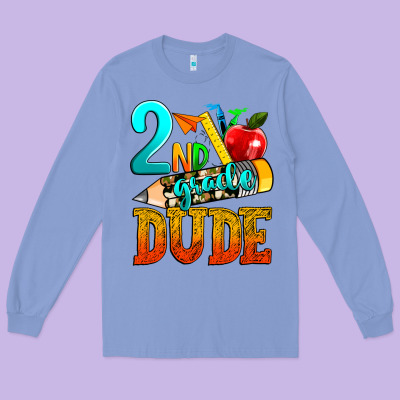 2nd Grade Dude Long Sleeve Tee Designed By Texasbilliewilder