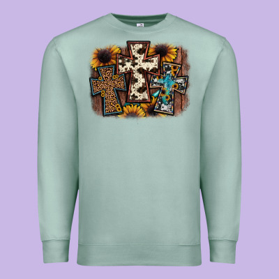 Cross Background Premium Sweatshirt Designed By Jahusdesignshop