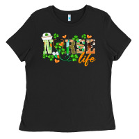 Black st.patricks nurse life Ladies Tee - BarkalooDesign