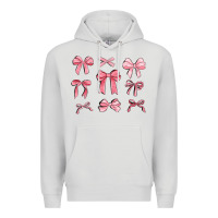 Dove Grey pink ribbons Premium Hoodie - MaliasSmallBusiness
