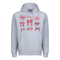 Heather Grey pink ribbons Premium Hoodie - MaliasSmallBusiness