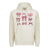 Oatmeal Heather pink ribbons Premium Hoodie - MaliasSmallBusiness