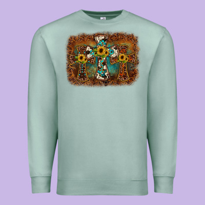 Cross Backgraund Premium Sweatshirt Designed By Jahusdesignshop