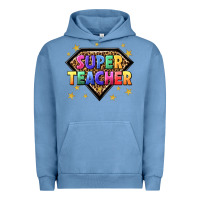Pigment Pebble Blue super teacher with leopard Urban Hoodie - NancyCooperArtShop