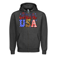 Charcoal Heather God bless the USA Zipper Hoodie - Neo Western