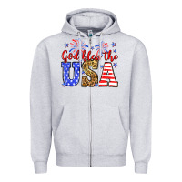 Heather Grey God bless the USA Zipper Hoodie - Neo Western