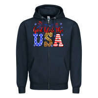 Navy God bless the USA Zipper Hoodie - Neo Western