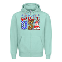 Seafoam God bless the USA Zipper Hoodie - Neo Western
