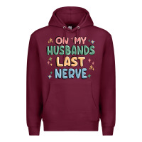 Burgundy on my husbands last last nerve Premium Hoodie - MaliasSmallBusiness