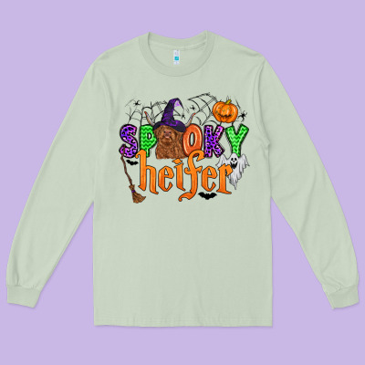 Spooky Heifer Long Sleeve Tee Designed By Zillion Design Studio